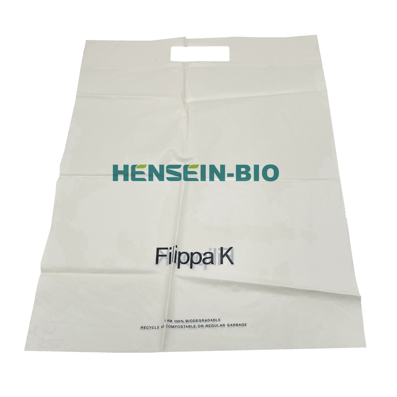 Compostable 100% biodegradable die cut handle plastic shopping bag with custom logo