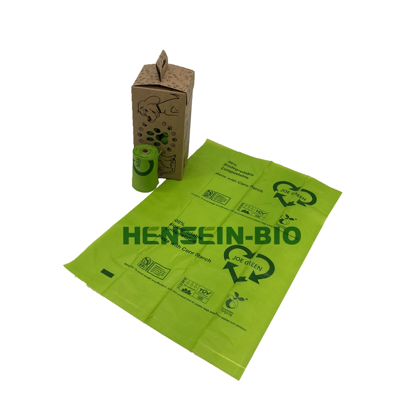 Custom eco-friendly compostable biodegradable pet dog waste poop bags on roll