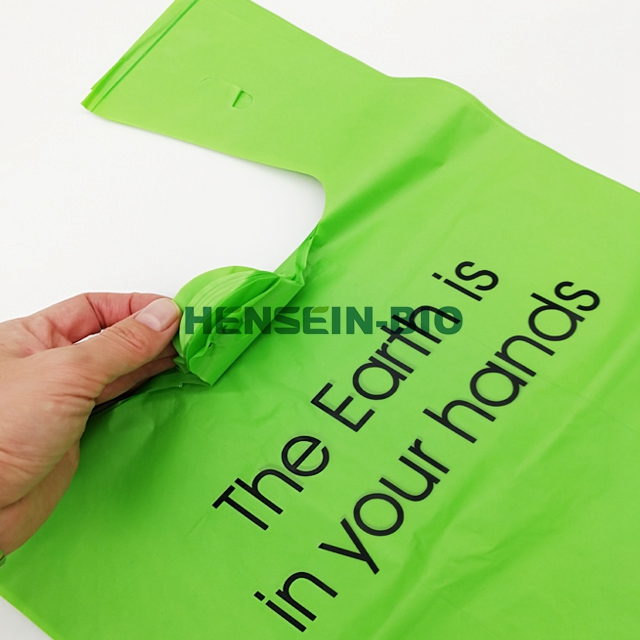 custom made 100% biodegradable plastic carry shopping bags compostable corn starch